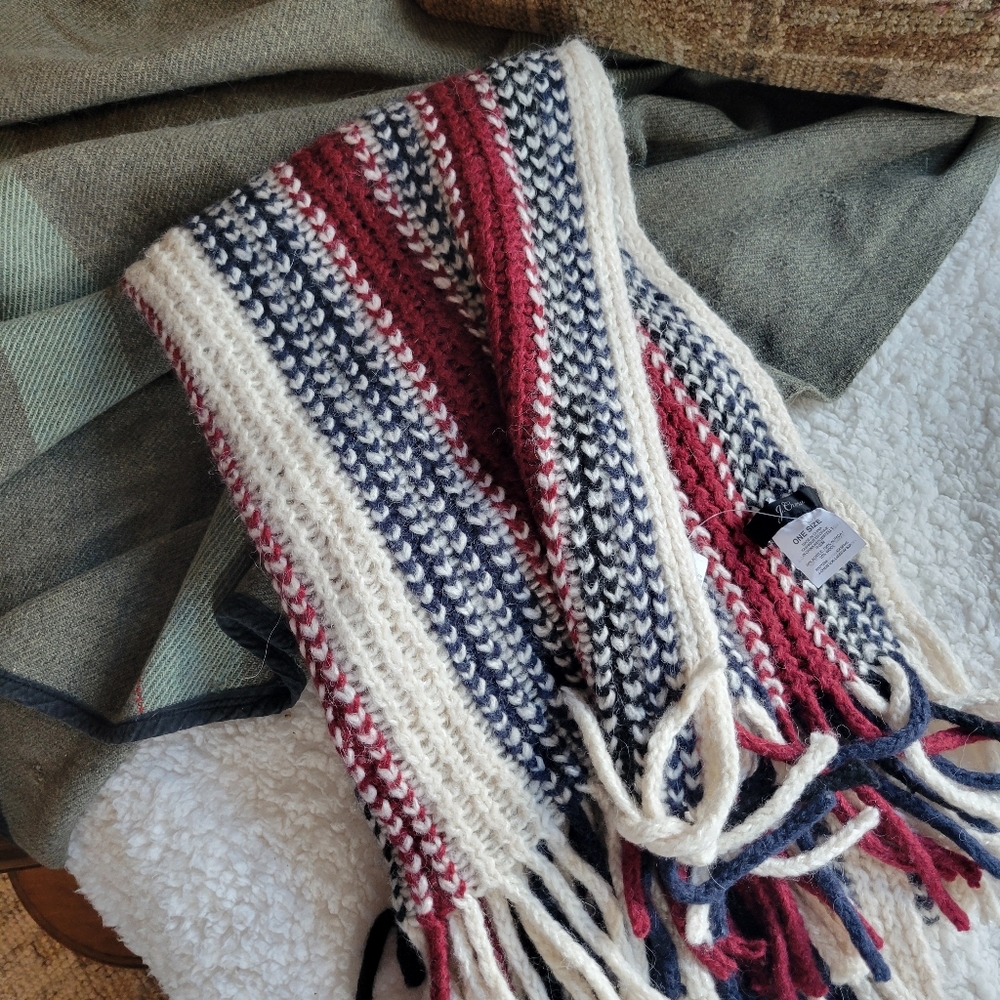 J.Crew Red White Blue Huge Thick Soft Alpaca Scarf